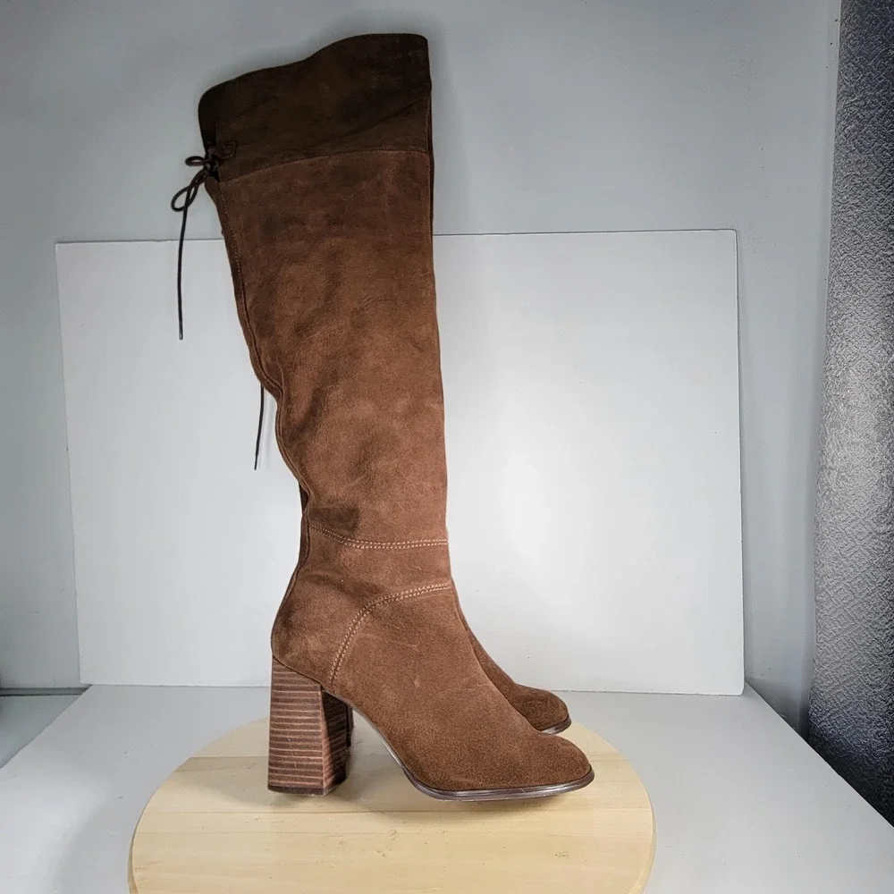 Steve Madden Women's Brown Leather Suede Novela Over The Knee Boots Size 10